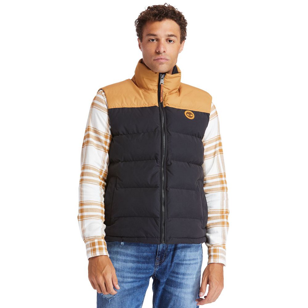 Timberland Μπουφαν Ανδρικα Καφε/Μαυρα - Outdoor Archive Hooded Puffer - Greece 5026981-DI